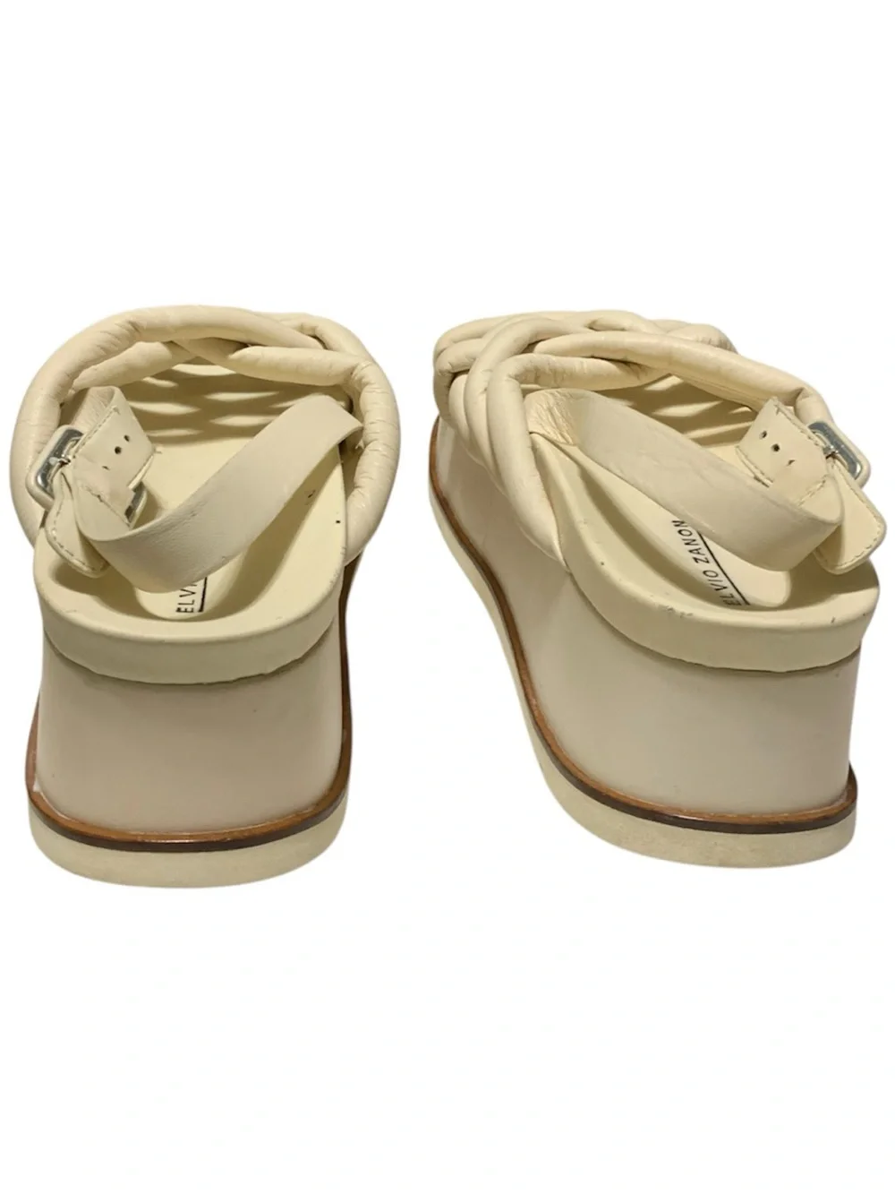 Elvio Zanon Cream Braided Platform Sandals